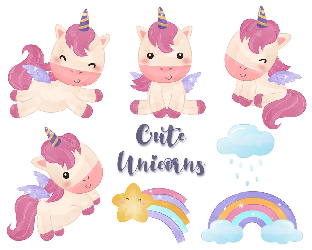 مجموعه‌ای از تصاویر زیبای اسب‌های تک‌شاخ با آبرنگ