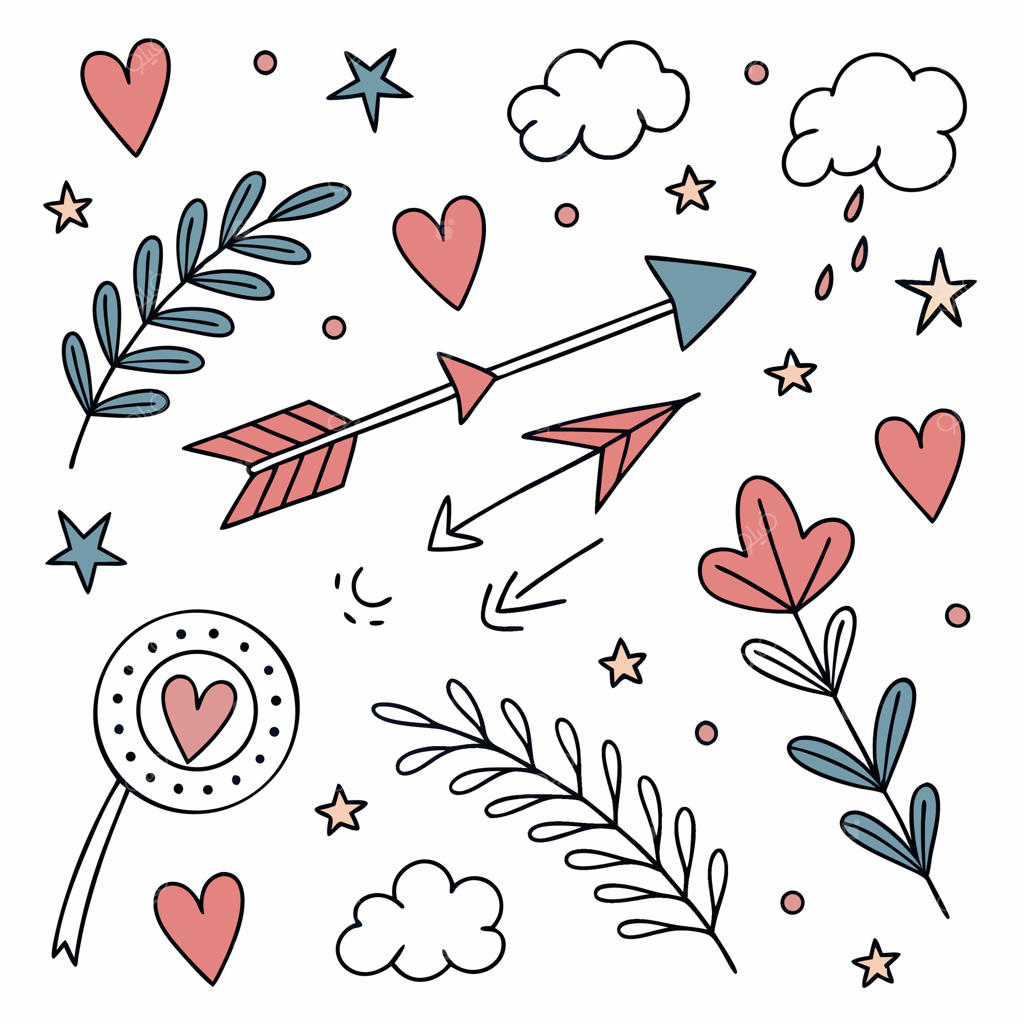 قلب‌های پاستلی طراحی شده با دست.