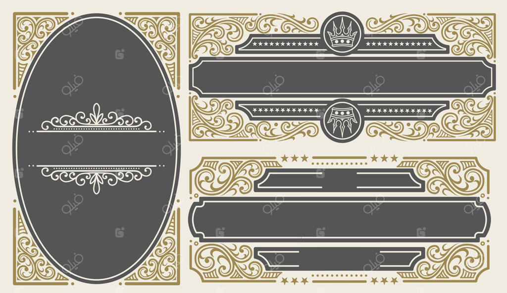 مجموعه‌ای از حاشیه‌های شیک ویکتوریایی و طرح‌های قاب قدیمی