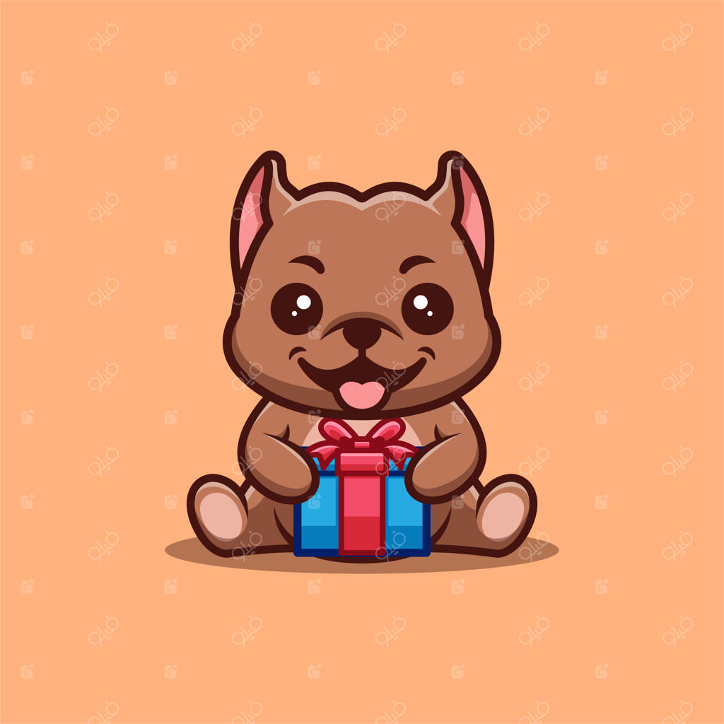 پیتبول بامزه: لوگو کارتونی خلاقانه باکس هدیه