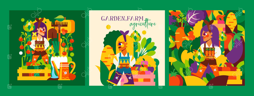باغ، مزرعه و کشاورزی: ۳ تصویر درخشان از باغبانان، کشاورزان، طبیعت و محصولی پربار. عالی برای تبلیغات، پوستر، پس‌زمینه یا کارت.