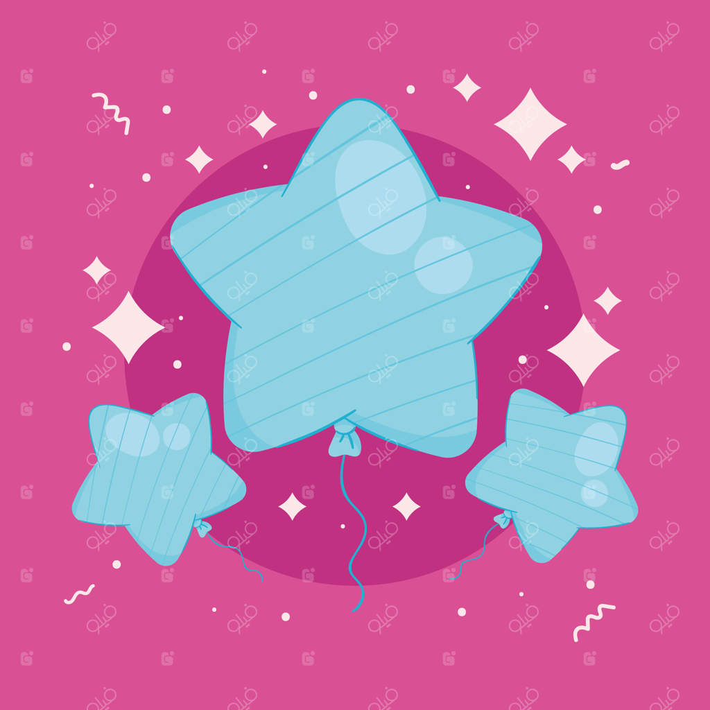 بالون‌های آبی پر از هلیوم در حال پرواز