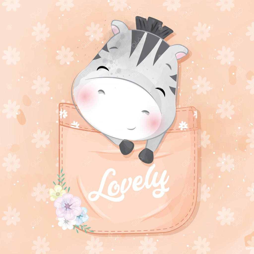 تصویرسازی گورخر بامزه نشسته در جیب