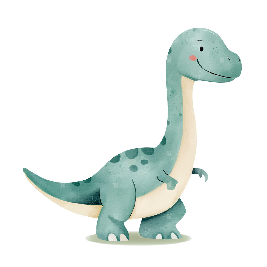 بچه برنتوسار آبی بامزه. شخصیت دایناسور با آبرنگ برای چاپ، کارت و دکور کودکان.