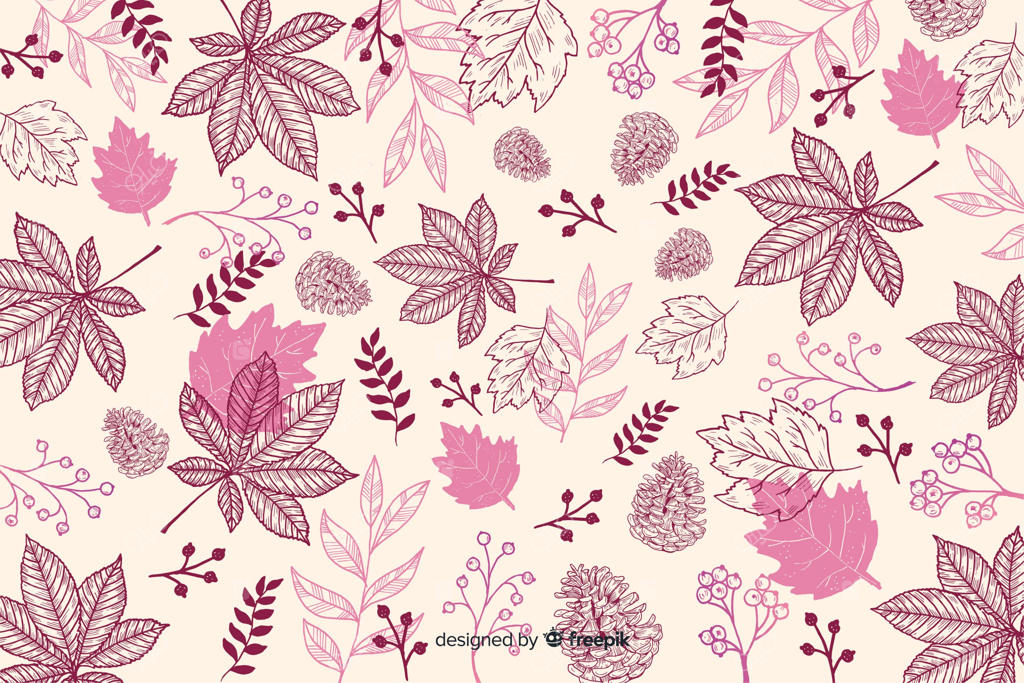 پس‌زمینه پاییزی با برگ‌های نقاشی شده دستی