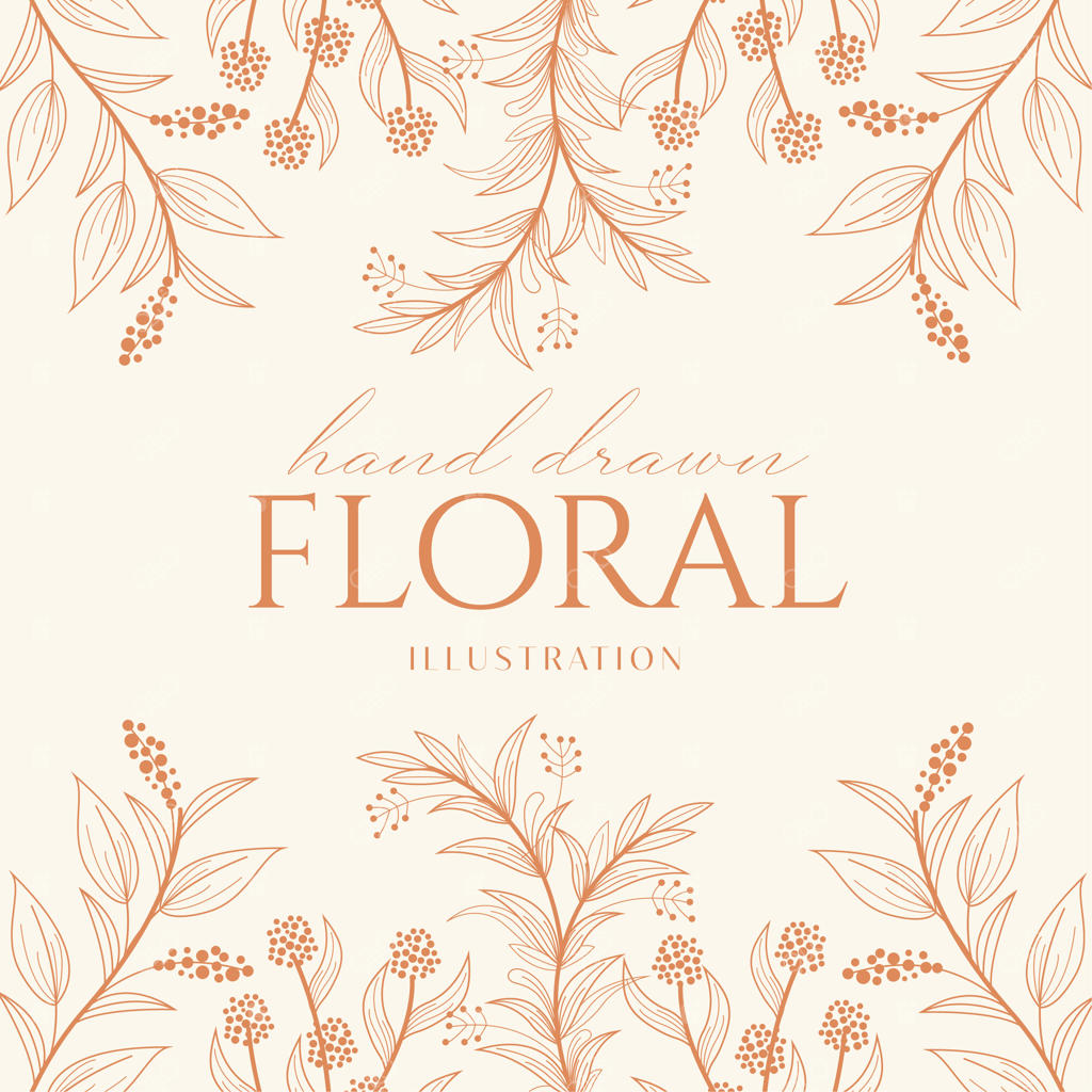 طرح پس‌زمینه گل‌دار تک‌خطی قهوه‌ای ملایم با طراحی دستی ظریف