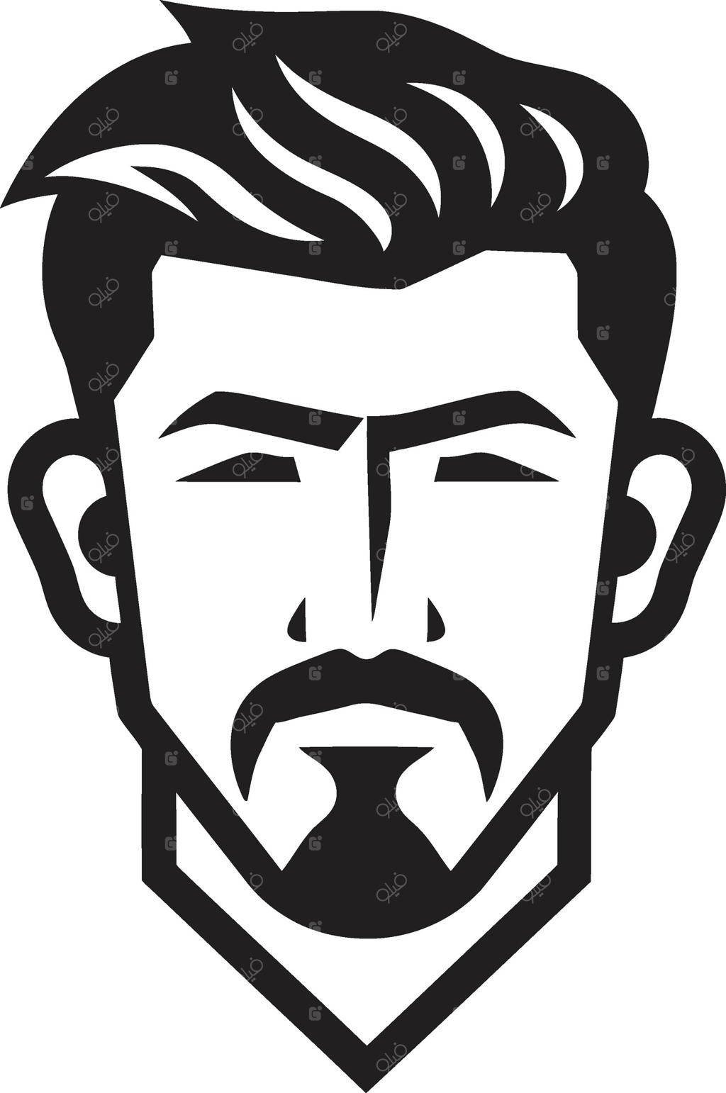 نشان وکتور ظرافت بی‌نظیر برای تصویر هنری چهره مردانه - نماد تقارن چشمگیر و توازن زیبایی‌شناسانه چهره مردانه