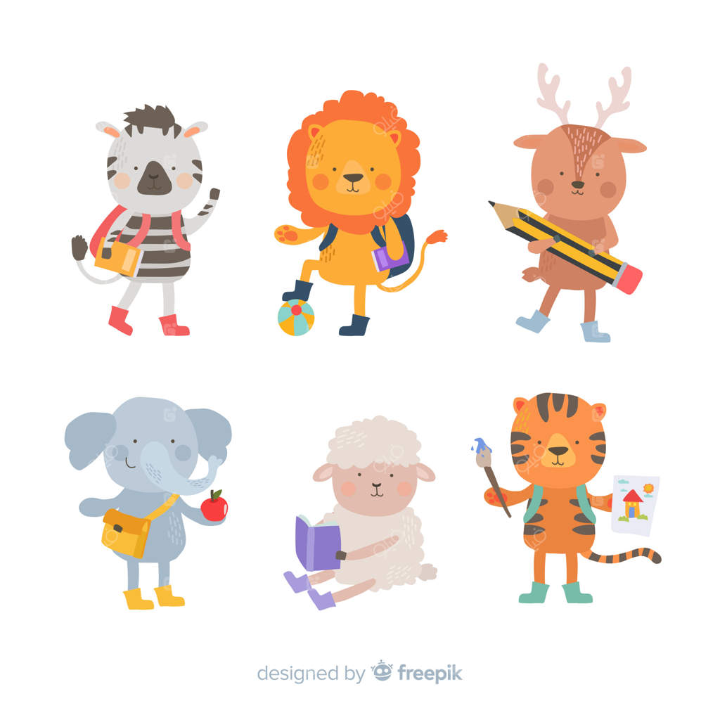 مجموعه حیوانات وحشی با طراحی تخت