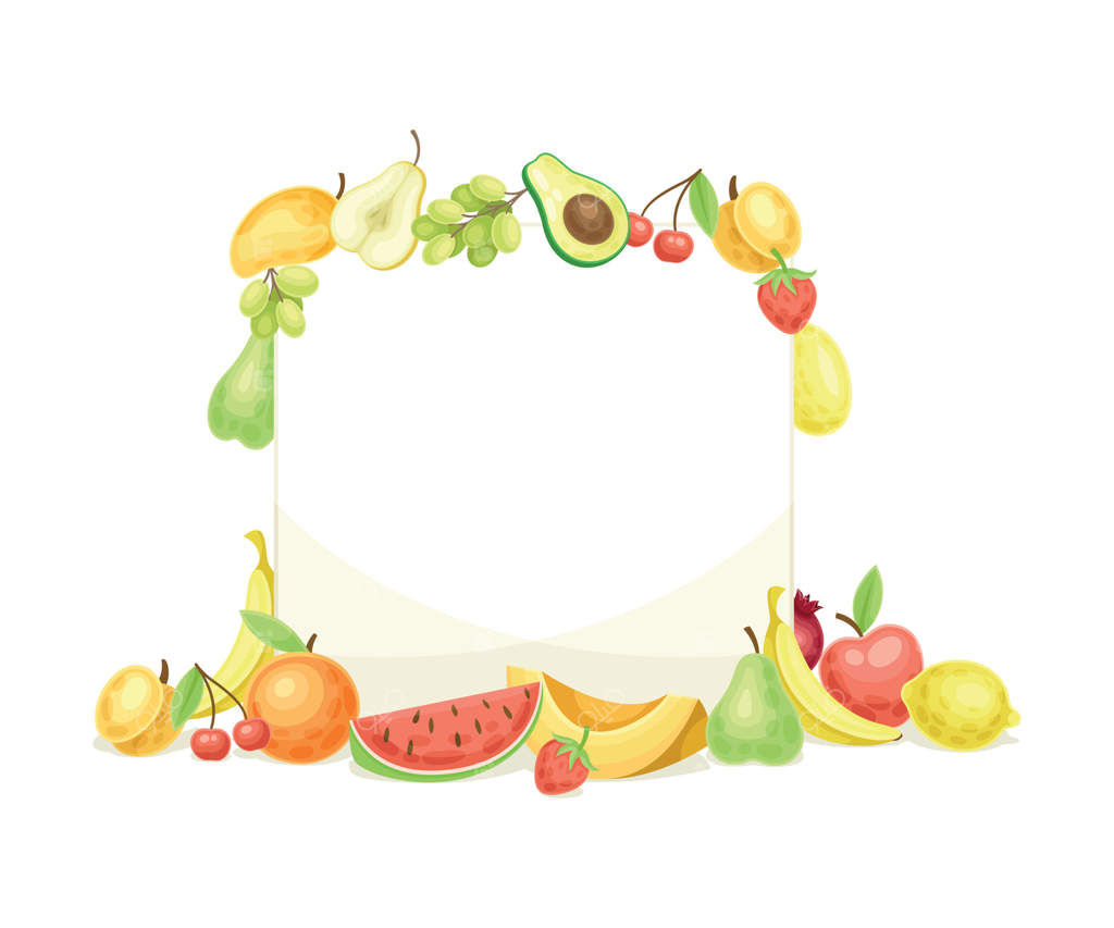 قاب مربعی روشن با تصویر نزدیکی از میوه‌های تازه و رسیده باغ