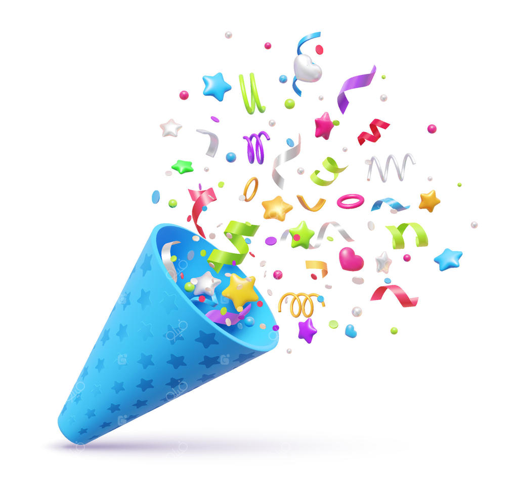 جشن تولد سه‌بعدی با بادکنک و کاغذ رنگی