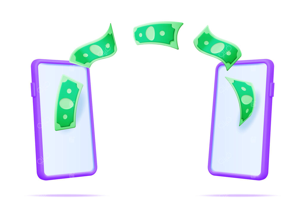 پرواز دلارهای سه‌بعدی بین دو گوشی هوشمند