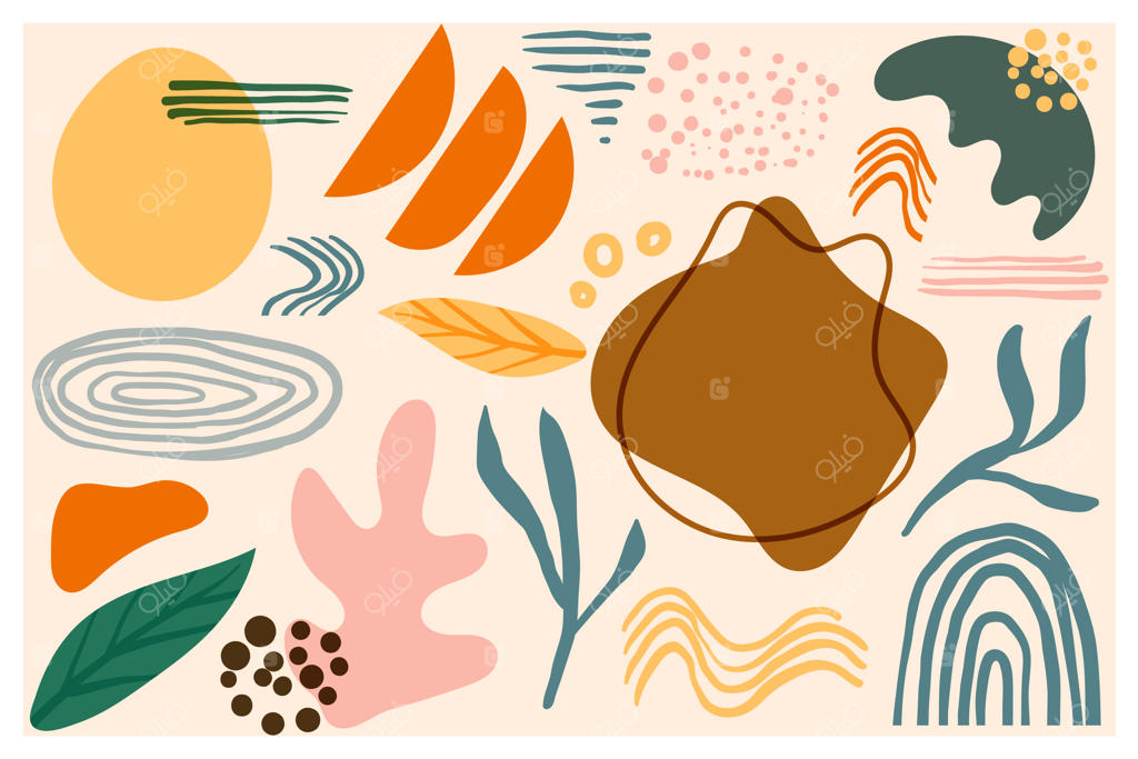 پس‌زمینه اشکال انتزاعی و ارگانیک با طراحی دستی