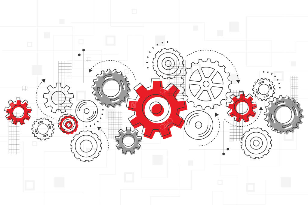 وکتور پس‌زمینه انتزاعی مکانیزم چرخ‌دنده و فناوری ماشین‌آلات