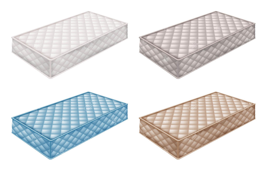 مجموعه‌ای از تشک‌های ارتوپدی در رنگ‌های مختلف.