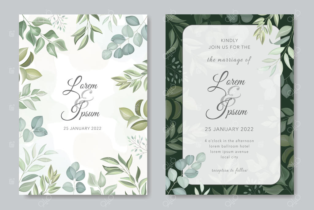 کارت دعوت عروسی با طراحی برگ‌ها