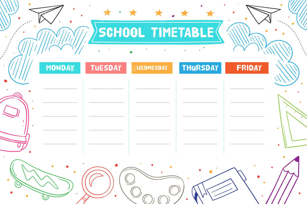 برنامه هفتگی بازگشت به مدرسه (طراحی دستی)