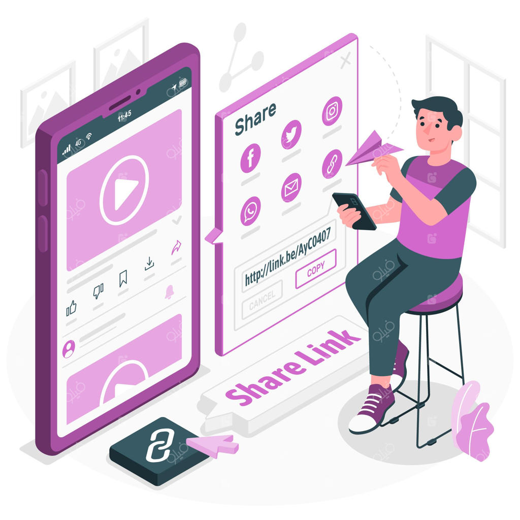 تصویرسازی مفهومی از اشتراک‌گذاری لینک