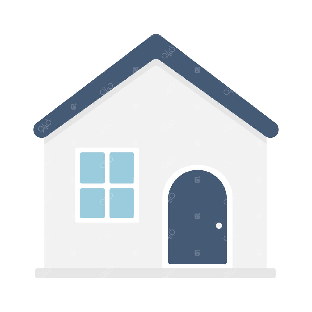 آیکون فلت خانه زیبا با سقف آبی و نشان ملک شخصی