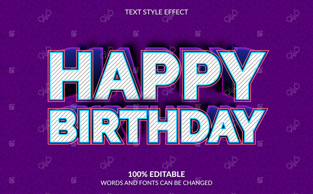 افکت متنی قابل ویرایش: سبک متن تولدت مبارک