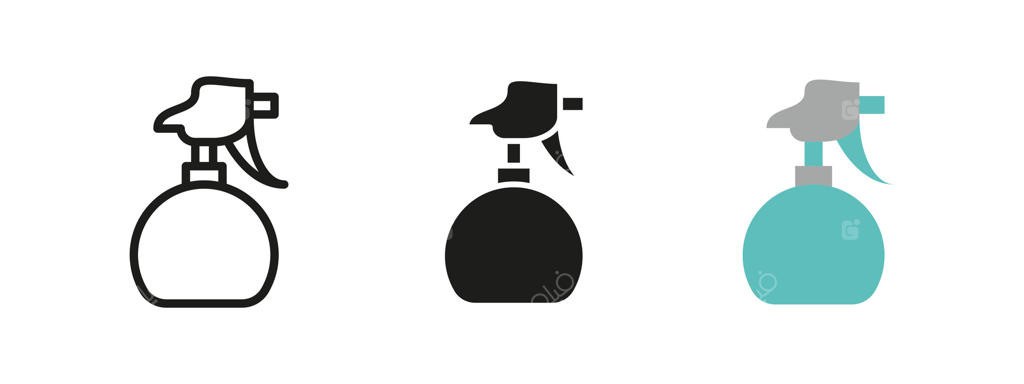 آیکون بطری اسپری: تصویر ابزار ضروری آرایشگران و سالن‌های زیبایی. نمادی از حالت‌دهی و آراستگی مو که نشان‌دهنده هیدراتاسیون، پاشش و مراقبت حرفه‌ای سالن است.