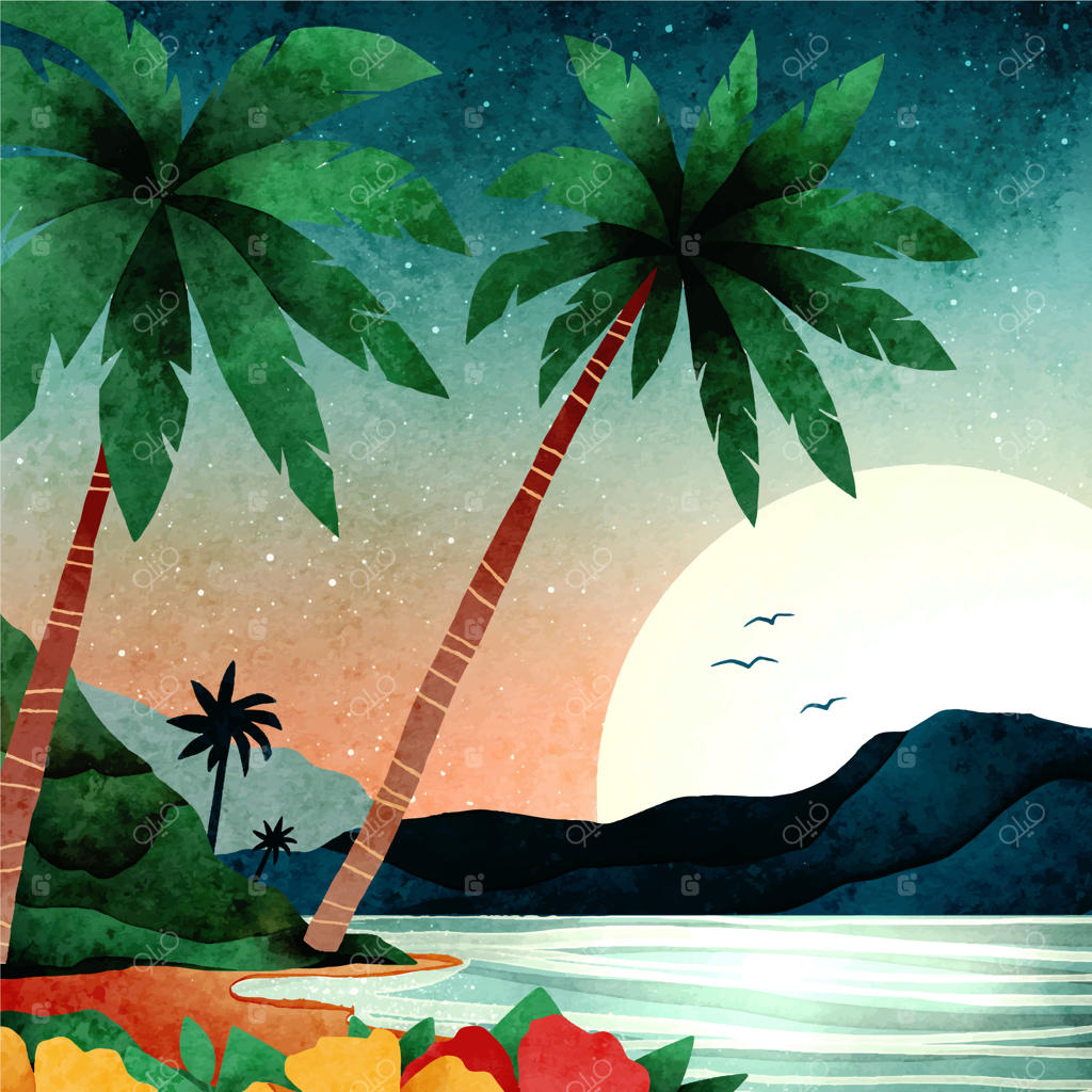 تصویرسازی دستی تعطیلات هاوایی