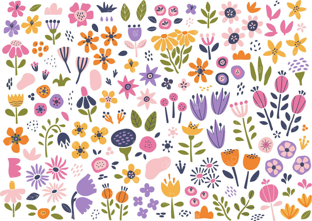 مجموعه نقاشی ساده گل انتزاعی. تصویرسازی هنر گل مدرن. کلیپ آرت گل‌های وحشی باغ با طراحی دستی برای کارت‌پستال. قالب تبلیغاتی بازار تابستانی.