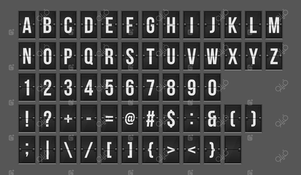 تصویر الفبا و اعداد در تابلوی امتیازات مکانیکی