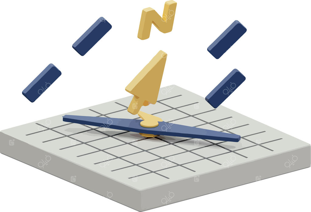 ابزار مسیریابی با قطب‌نما و فلش جهت‌دار بر روی پس‌زمینه شبکه‌ای