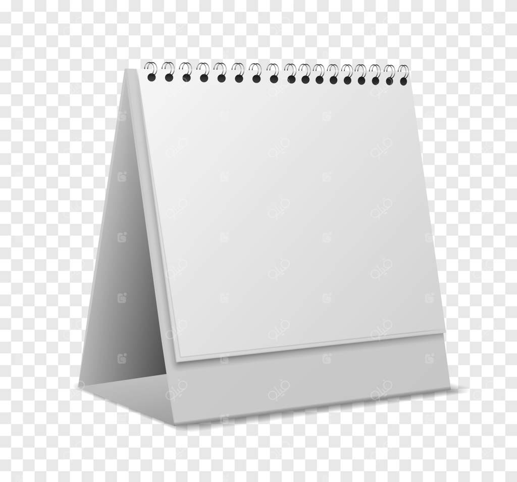 ماکت تقویم: سازمان‌دهنده‌ی واقعی خالی با صفحات مارپیچی از زاویه‌ای، صفحات سفید برای یادداشت‌ها، یادآوری رویدادهای اداری رومیزی، قالب لوازم‌التحریر، شیء سه‌بعدی ایزوله‌شده