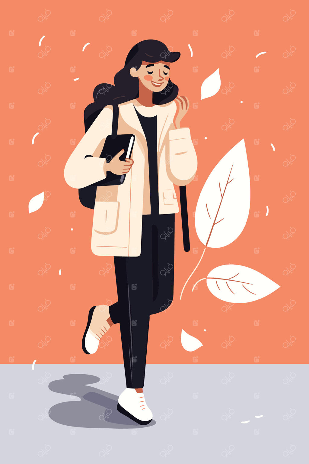 تصویرسازی وکتور زن جوان و زیبا با استایل فشن و سبک طراحی دستی