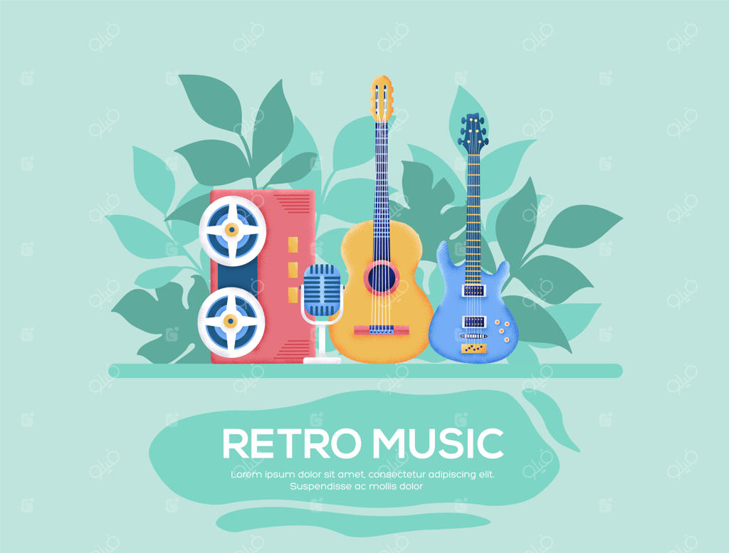 فلایر موسیقی رترو، مجله‌ها، پوستر، جلد کتاب و بنرها.