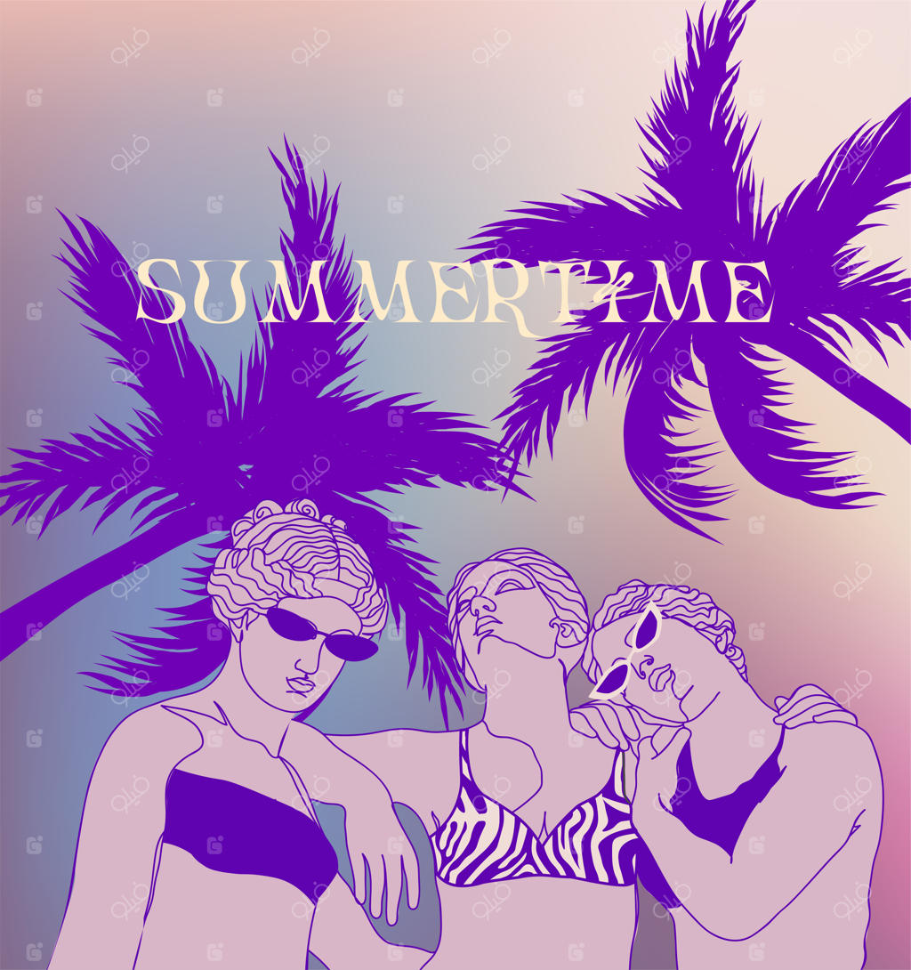 تصویرسازی پس‌زمینه انتزاعی مجسمه یونانی برای جلد مجله یا پست شبکه‌های اجتماعی