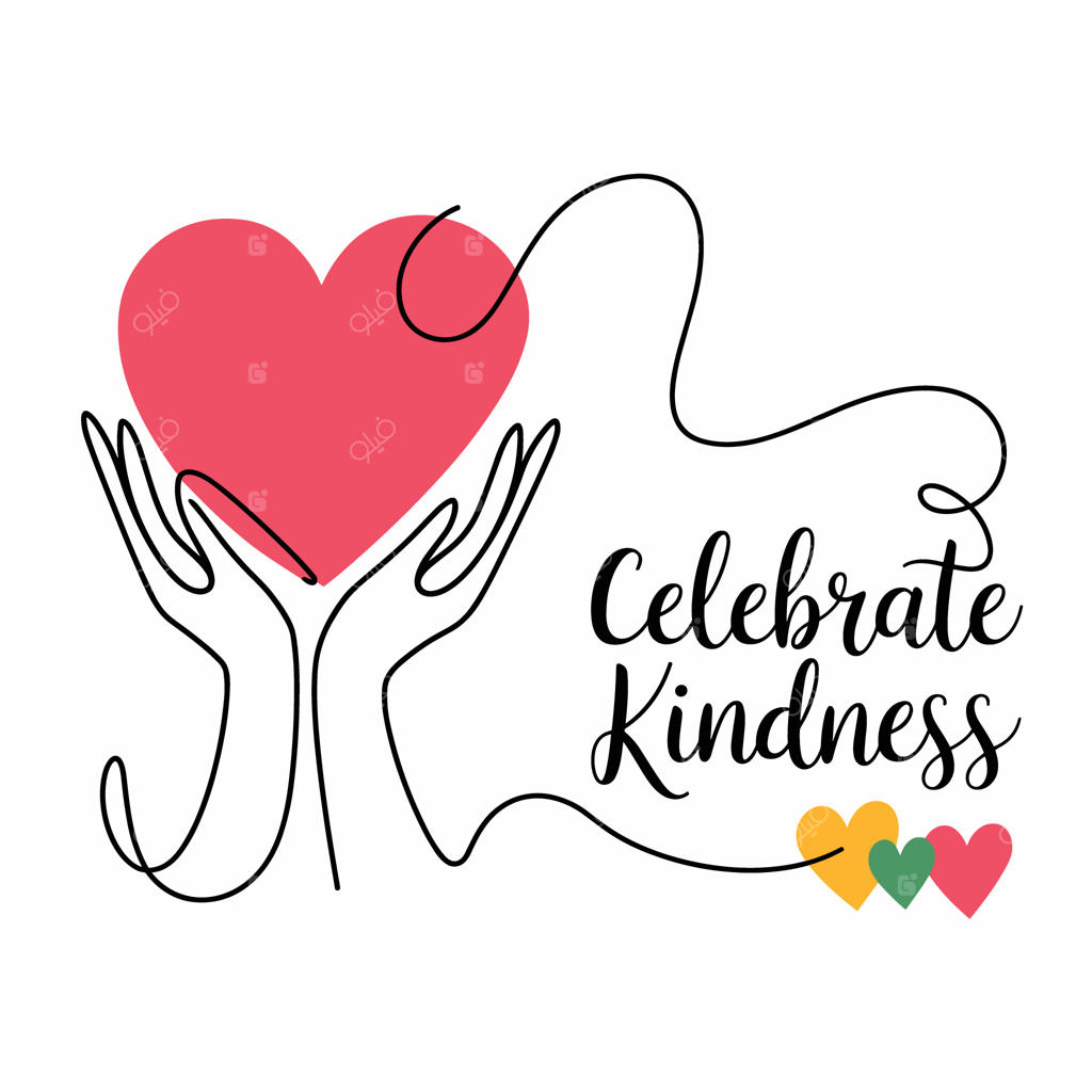 طرح خطی دست‌ها و قلب در ستایش مهربانی