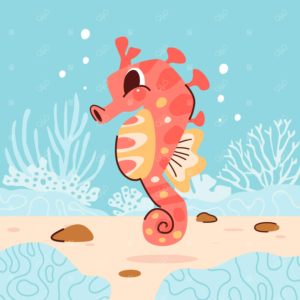 تصویرسازی کارتونی زندگی دریایی