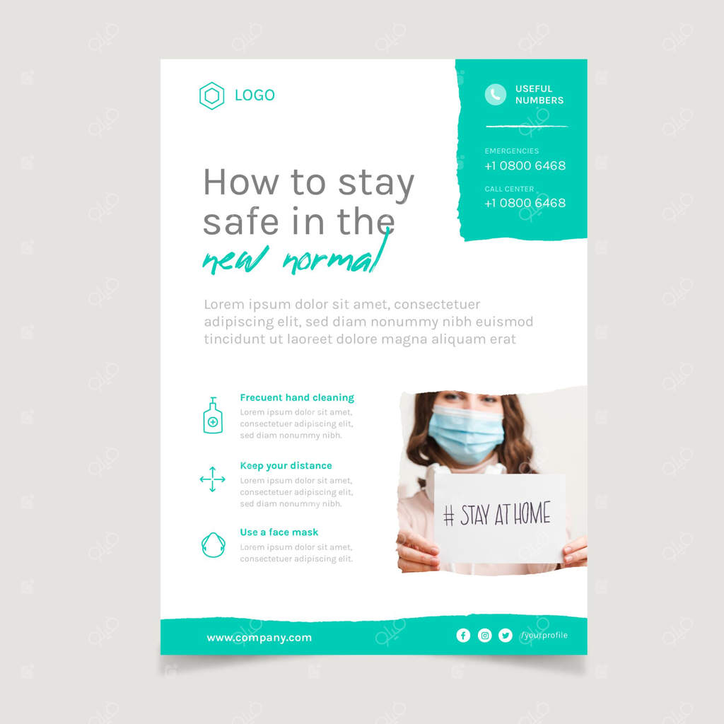 قالب بروشور اطلاع‌رسانی کووید-۱۹ همراه با تصویر