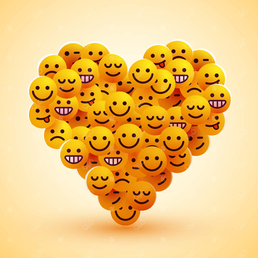 قلبی از توپ‌های ایموجی: مفهوم عشق و دوستی