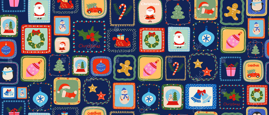 طرح کریسمس زنده با تم سانتا و تزیینات وکتور حرفه‌ای