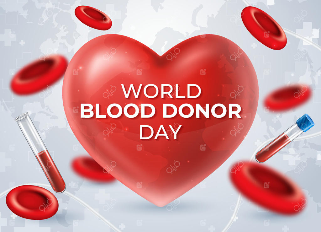 پس‌زمینه واقع‌گرایانه روز جهانی اهدای خون با قلب بزرگ