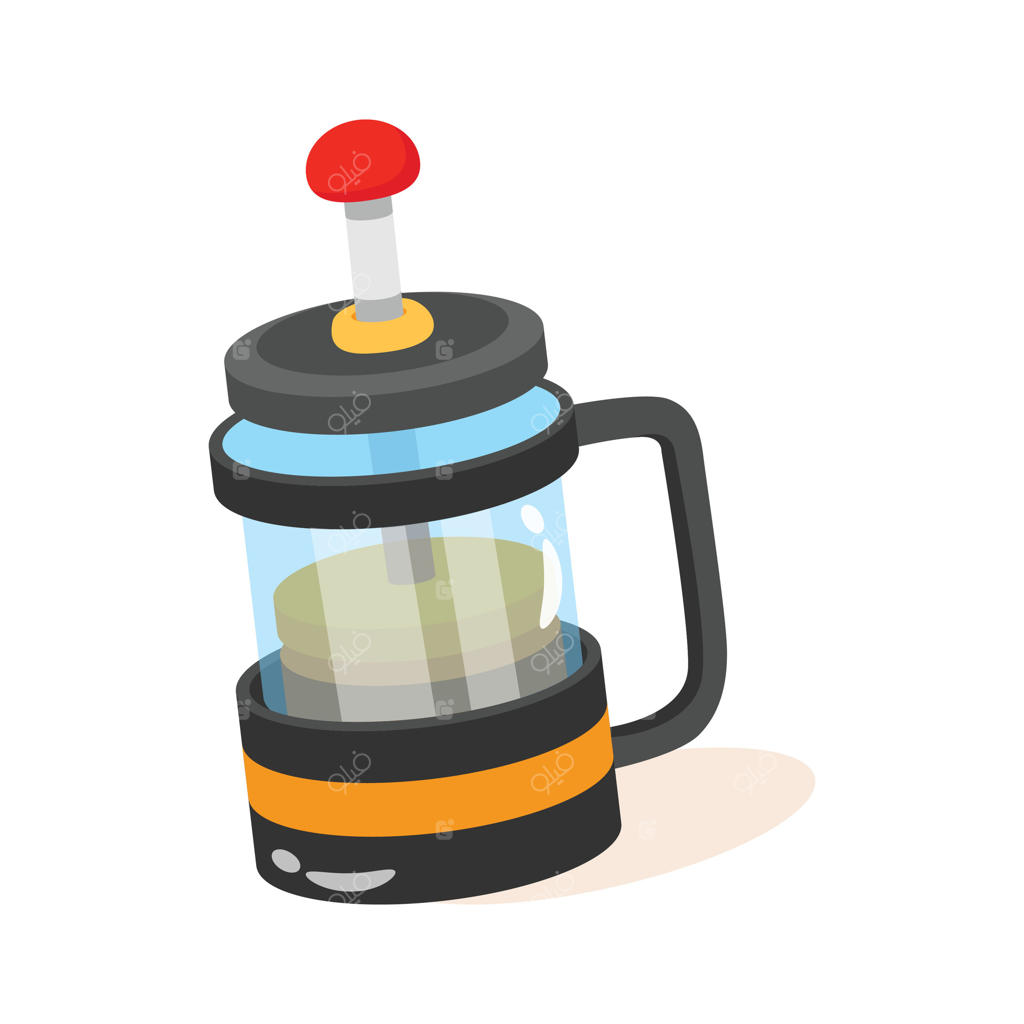 تصویر رنگارنگ از دستگاه قهوه‌ساز فرنچ پرس مدرن