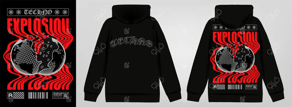 یک هودی مشکی با کلمه "نومرو" روی آن.