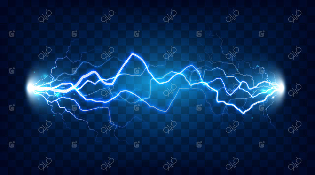 انرژی برق: جلوه‌های واقع‌گرایانه برق و جرقه روی پس‌زمینه شطرنجی