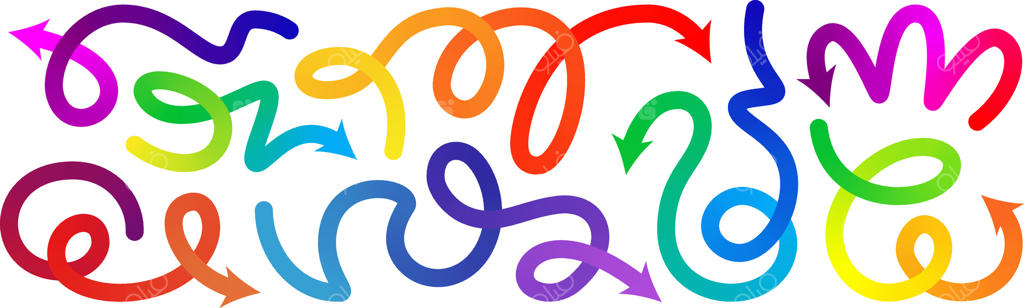 مجموعه فلش شیب‌دار خطی. آیکون دفتری با شکل منحنی، پس‌زمینه طرح دار با گرادیان. الگو مارپیچ برای بالا و پایین. علامت گرافیکی تغییر برنامه، دایره‌های رنگارنگ و خمیده و جسورانه.