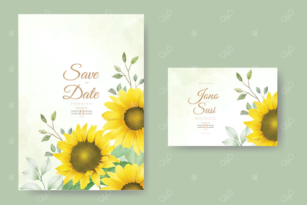 کارت دعوت عروسی با طرح گل آفتابگردان