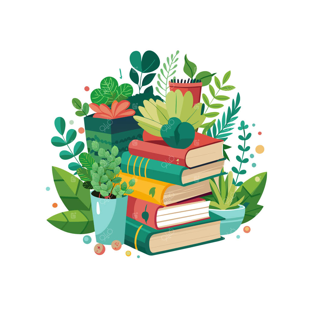 مفهوم تصویر برداری از انبوه کتاب‌ها