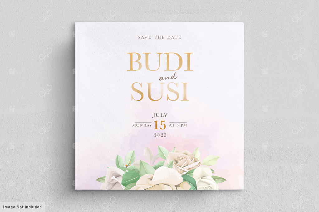 برگ‌های گلدار روی کارت دعوت عروسی