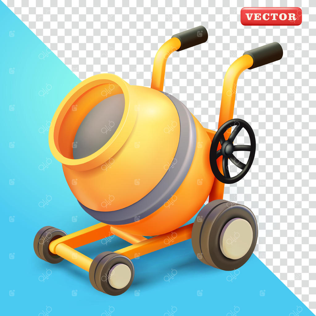 میکسر بتن برقی، سه‌بعدی. مناسب برای عناصر صنعتی و طراحی