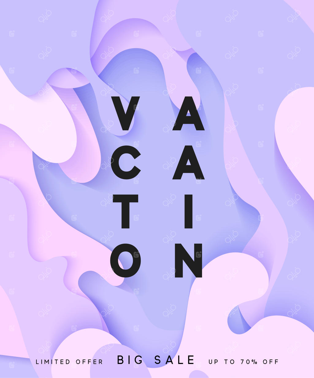 زمینه تابستانی روشن با سبک نقاشی مبهم کاغذی. پوستر تابستانی. تصویرسازی وکتور.