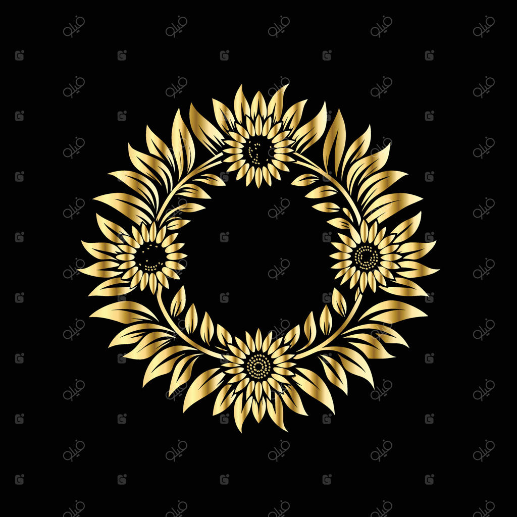 حلقه گل آفتابگردان طلایی شیک