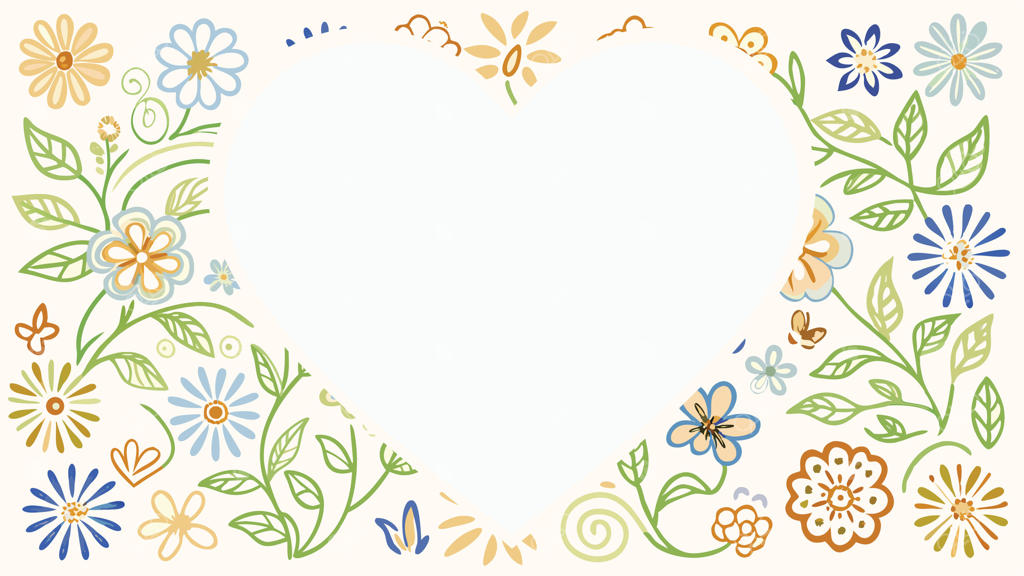 قاب عکس به شکل قلب با گل‌ها و برگ‌ها