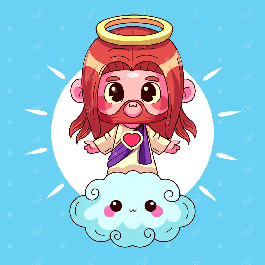 تصویر دستی عیسی به سبک کاوایی